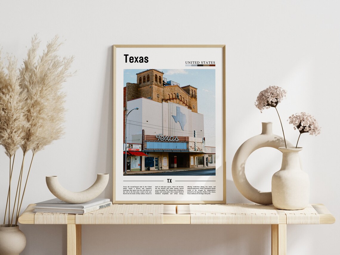 Texas Vintage Theatre Marquee State Map Retro Americana Poster - Image 3