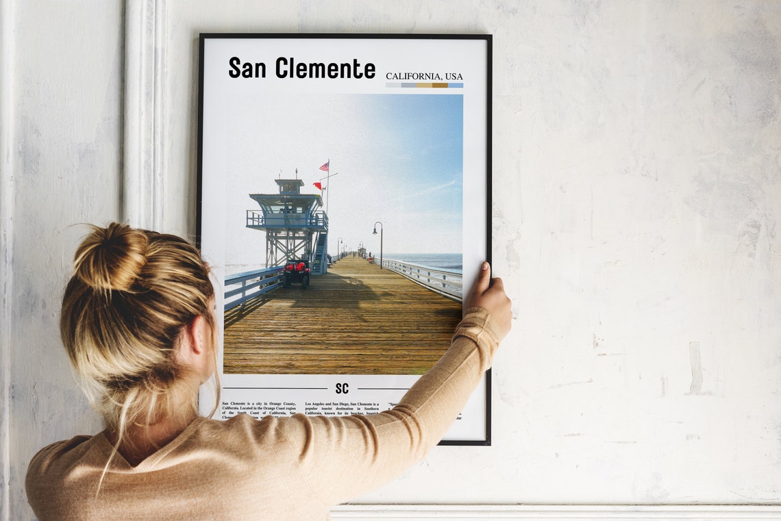 San Clemente California Pier Lifeguard Tower Beach Travel Poster - Image 2