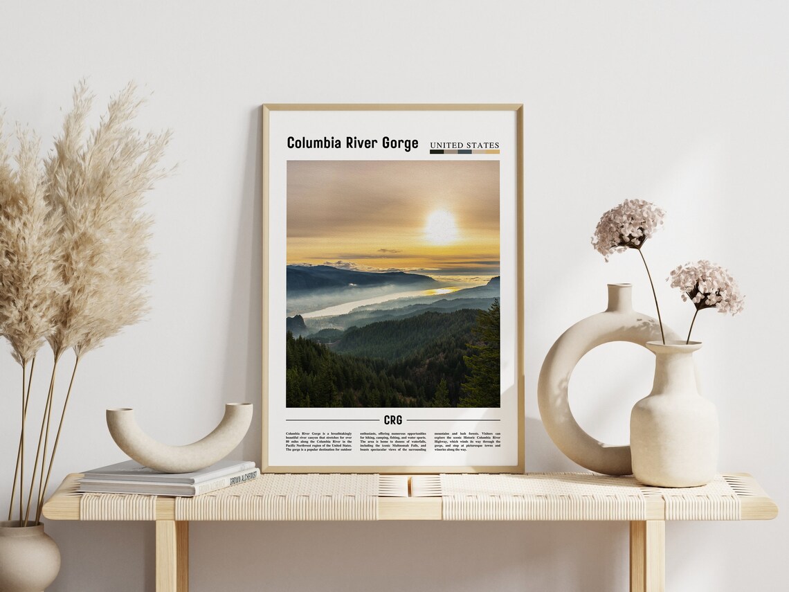 Columbia River Gorge Sunrise Over Misty Mountains Photo Travel Poster - Image 3