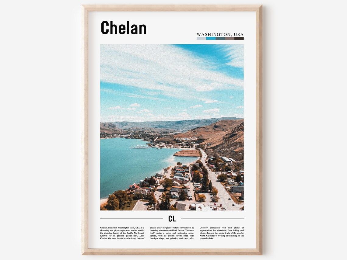 Chelan Washington Travel Photography Poster Lake Chelan Town View