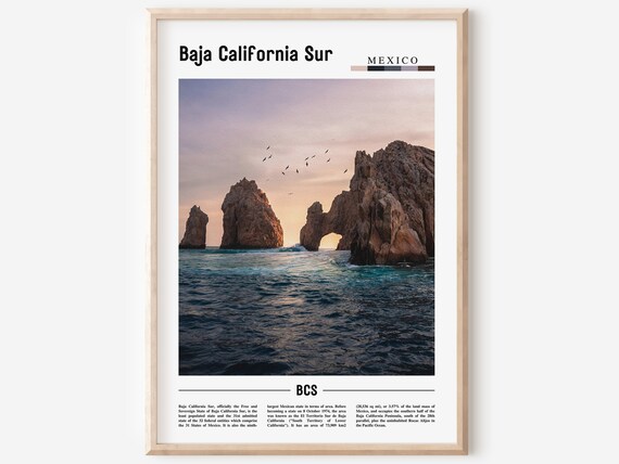 Baja California Sur Mexico Ocean Rock Arch Sunset Travel Poster