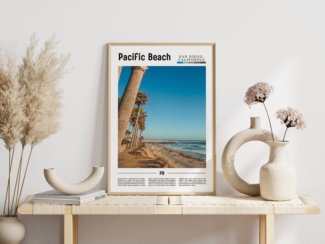 Pacific Beach San Diego Palm Trees Boardwalk Pier Beach Photo Poster - Image 3