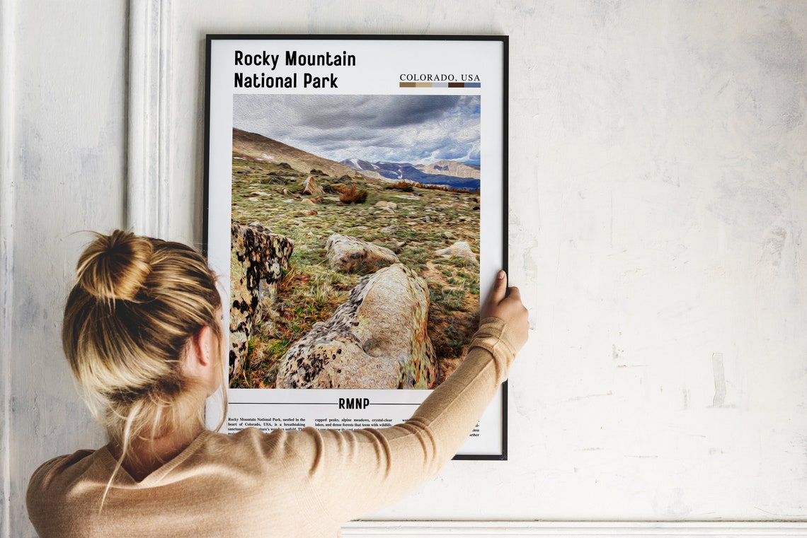 Rocky Mountain National Park Poster Rocky Mountain National Park Print Rocky Mountain National Park Wall Art Oil Painting Poster - Image 2