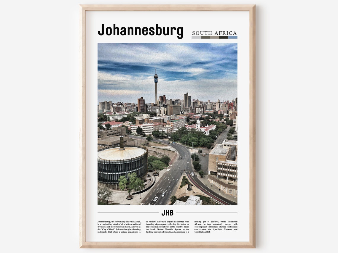 Johannesburg Poster Johannesburg Print Johannesburg Wall Art Minimal Travel Print Travel Destination Oil Painting Poster
