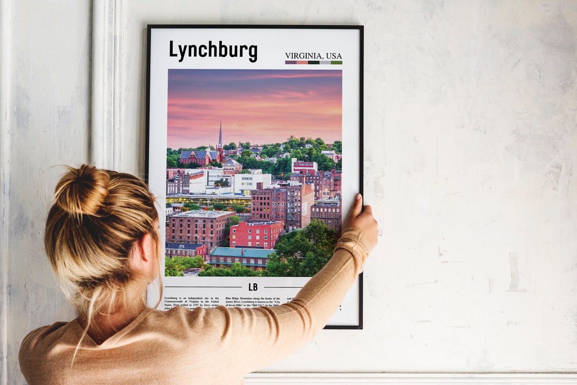 Lynchburg Print Lynchburg Poster Lynchburg Wall Art Oil Painting Poster Colorful City Print City Artwork Travel Artwork Ravel Wall Art - Image 2