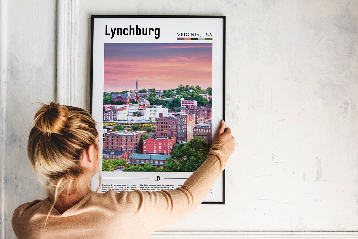 Lynchburg Virginia Downtown Poster Sunset City Skyline Church Spire - Image 2