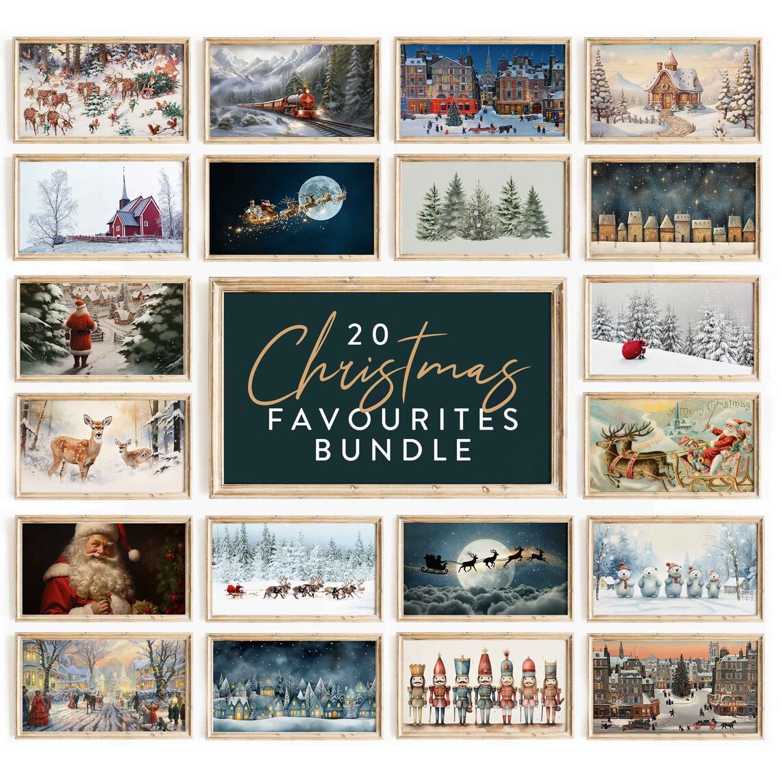 Christmas Village Art Print, Holiday Wall Decor