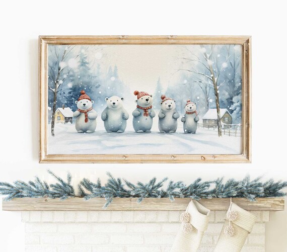 Winter Polar Bear Family Watercolor Art Print