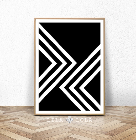 Geometric Abstract Art Print Black And White Scandinavian Poster