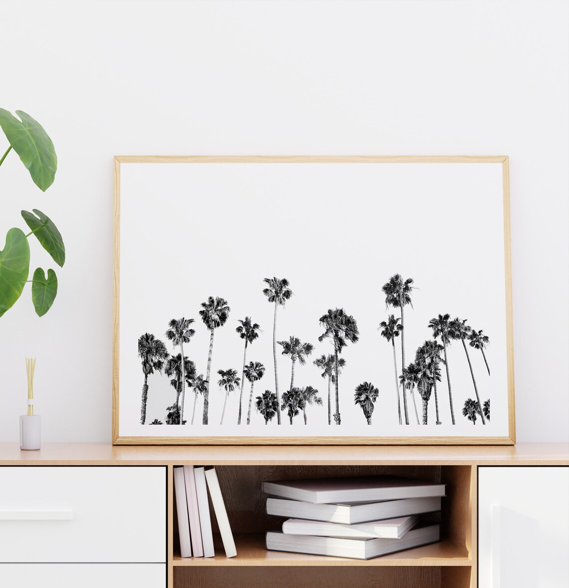 Black and White Palm Tree Photography, Beach Decor