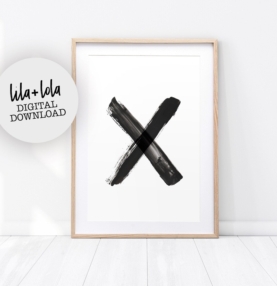 Black And White Cross Art Print, Scandinavian Decor