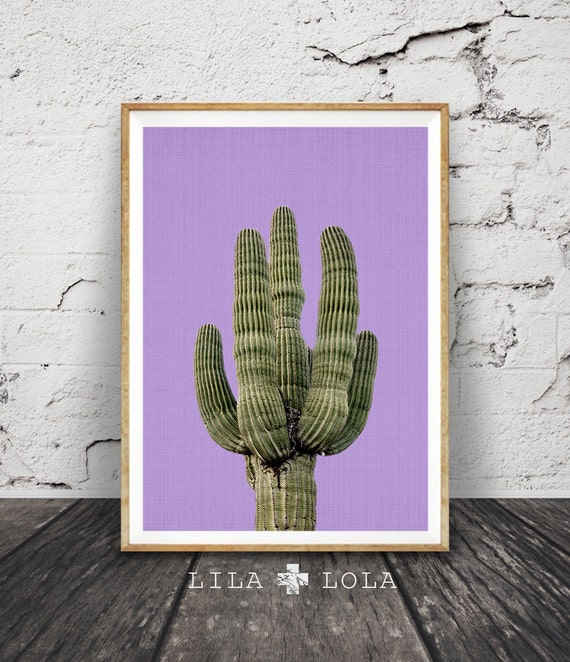 Purple Cactus Art Print, Southwestern Decor
