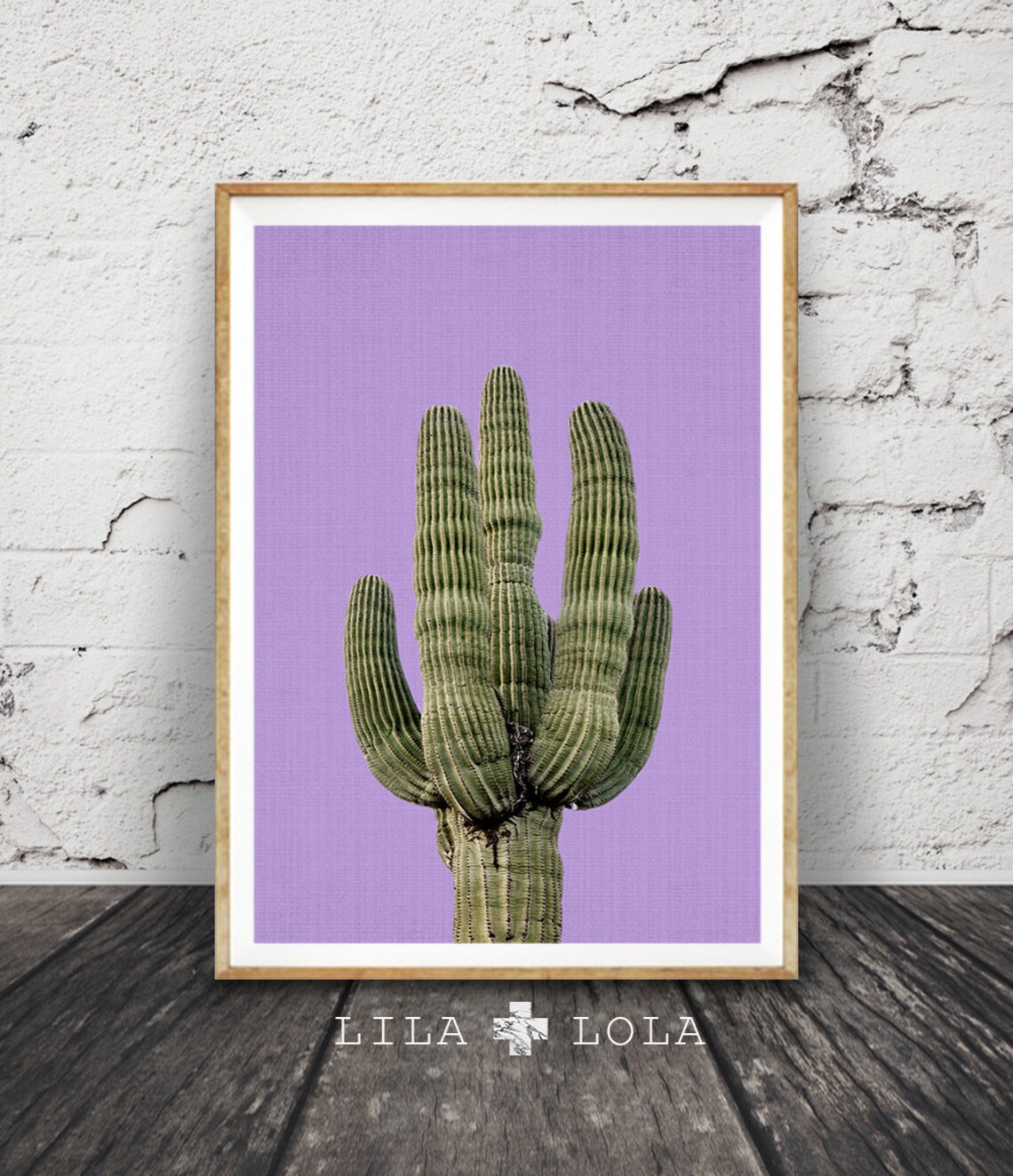 Purple Cactus Art Print, Southwestern Decor