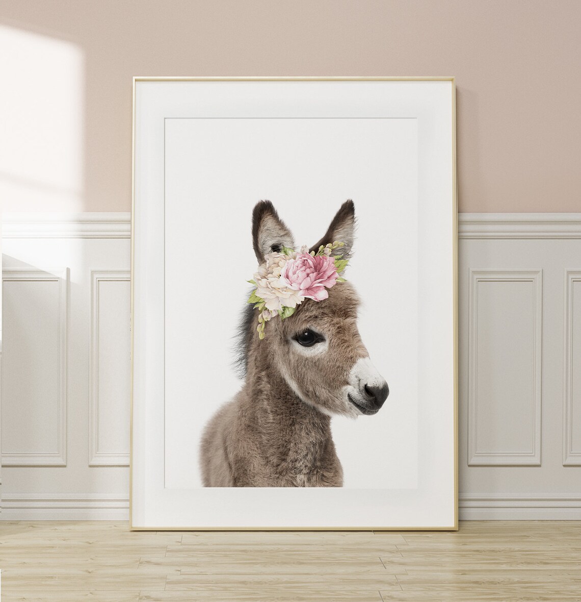 Donkey Floral Crown Art Print, Farmhouse Decor