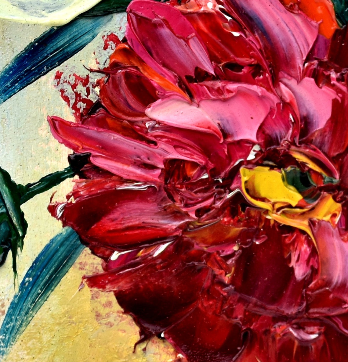 Peony Oil Painting Abstract Flower Pink Original Peony Art Flower Oil Painting Pink Peonies Oil Still Life Painting Pink Floral Wall Art - Image 5