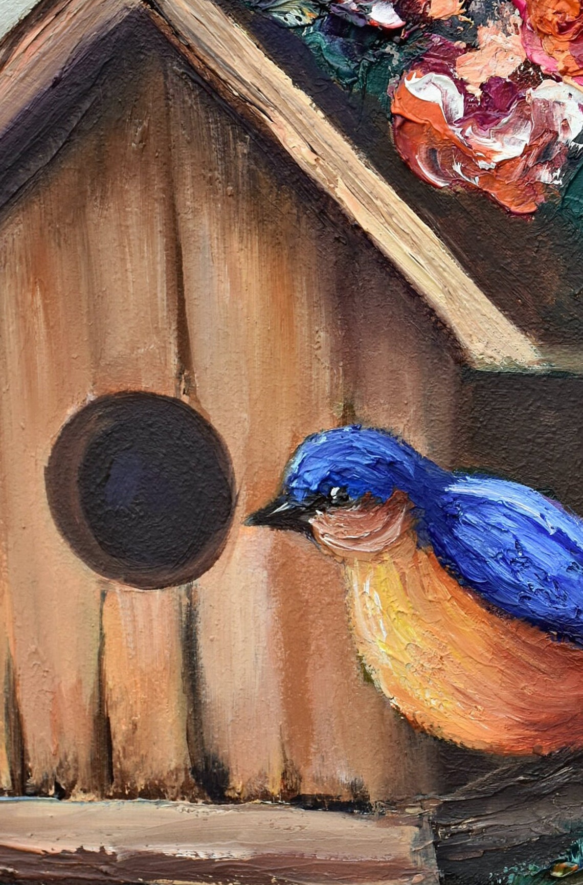 Birds Painting Birds Art Bird Oil Painting Birds Art Work Floral Painting Original Art Bird Birds Nest Art Bright Bird Art Painting Of Flowe - Image 4