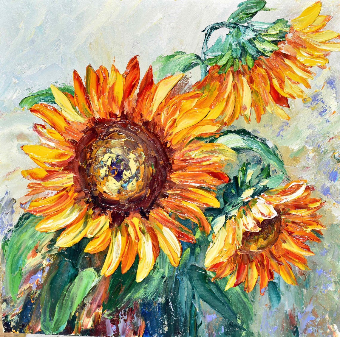Sunflower Painting Flowers Painting Sunflower Summer Art Sunflowers Floral Sunflower Wall Art Sunflower Artwork Impasto Oil Painting Oil