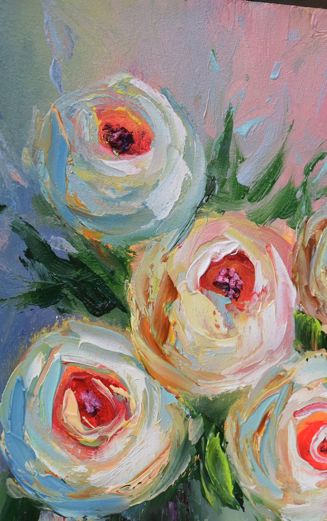 Rose Painting Roses Still Life Art Floral Painting Pink Floral Oil Painting Still Life Art White Roses Art Oil Original White Flower Art Flo - Image 2