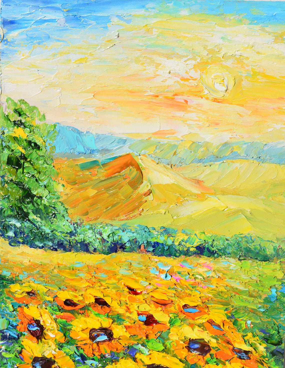 Sunflowers Painting Sunflower Art Field Of Sunflowers Art Flower Painting Sunflower Artwork Floral Oil Painting Flower Artwork Oil Impasto - Image 2