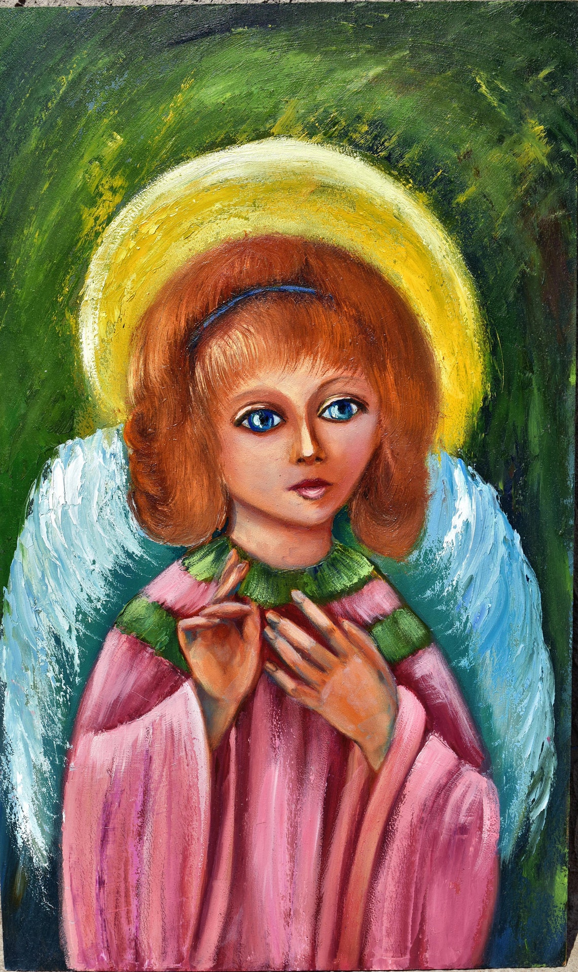 Angel Oil Painting Guardian Angel Artwork Religious Gift Wall Art Angel Art Religious Painting Guardian Angel Art Religious Wall Art Paintin