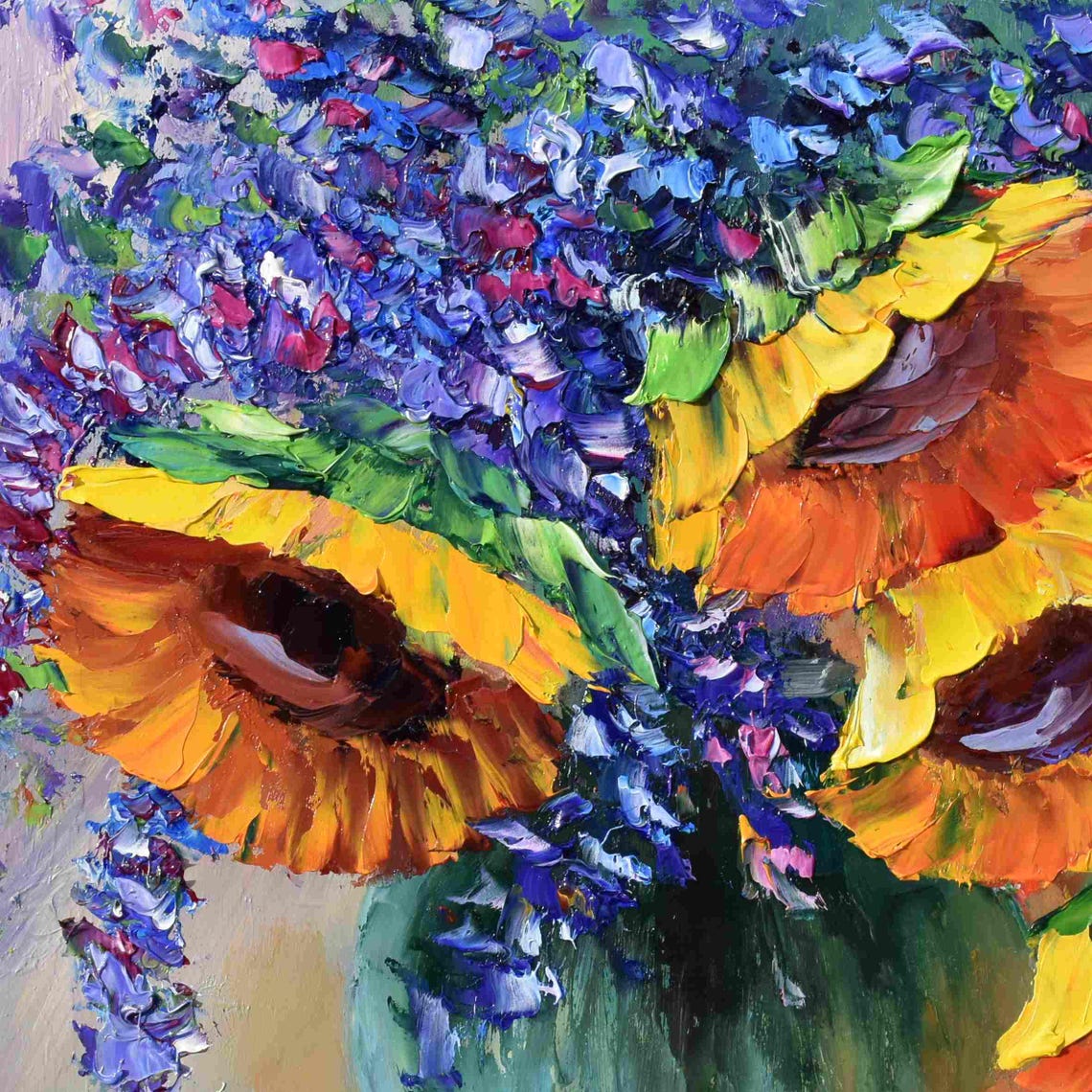 Sunflower Wall Art Sunflowers Painting Sunflowers Art Painting In Oil Orange Flower Art Still Life Painting Impasto Oil Painting Palette - Image 5
