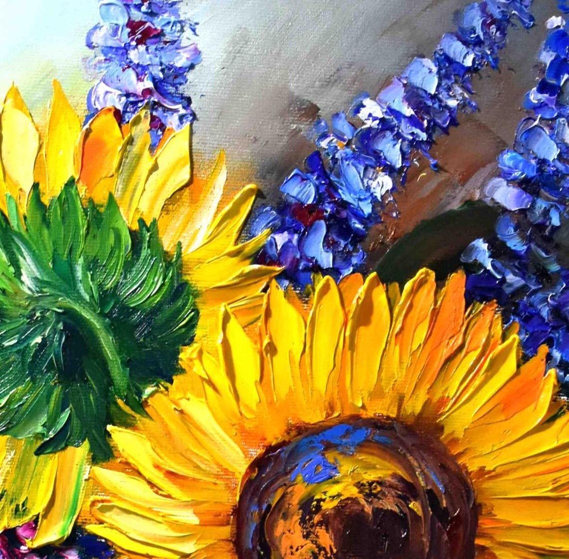 Sunflower Painting Flower Painting Original Painting Sunflower Wall Art Impasto Oil Painting Sunflower Artwork Sunflowers Painting Flower - Image 5