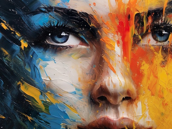 Abstract Colorful Face Of An Attractive Woman Wall Art Acrylic Decorative Mural
