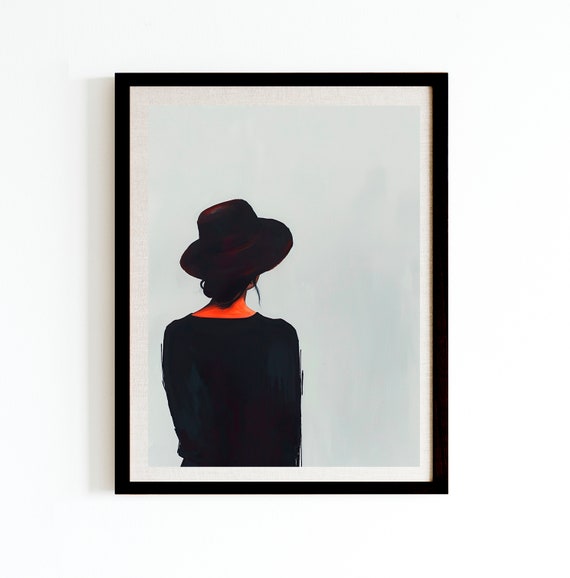 Interesting Woman With Hat Looks Oil Wall Art Deco Mural Decoration Home Office