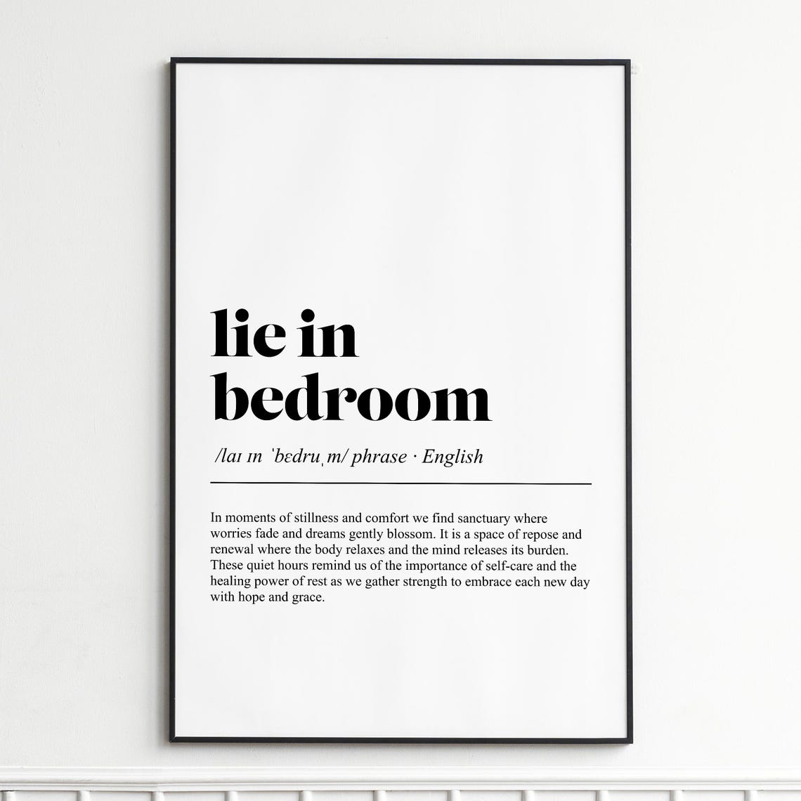 Lie In Bedroom Restful Sanctuary Definition Typography Poster Art