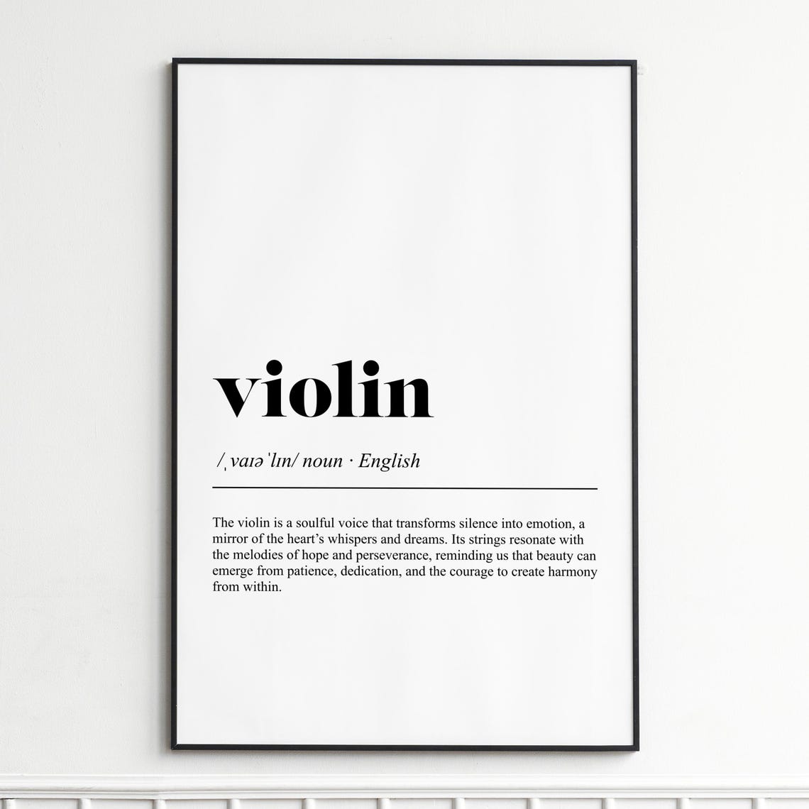 Soulful Violin Music Dictionary Definition Typography Poster