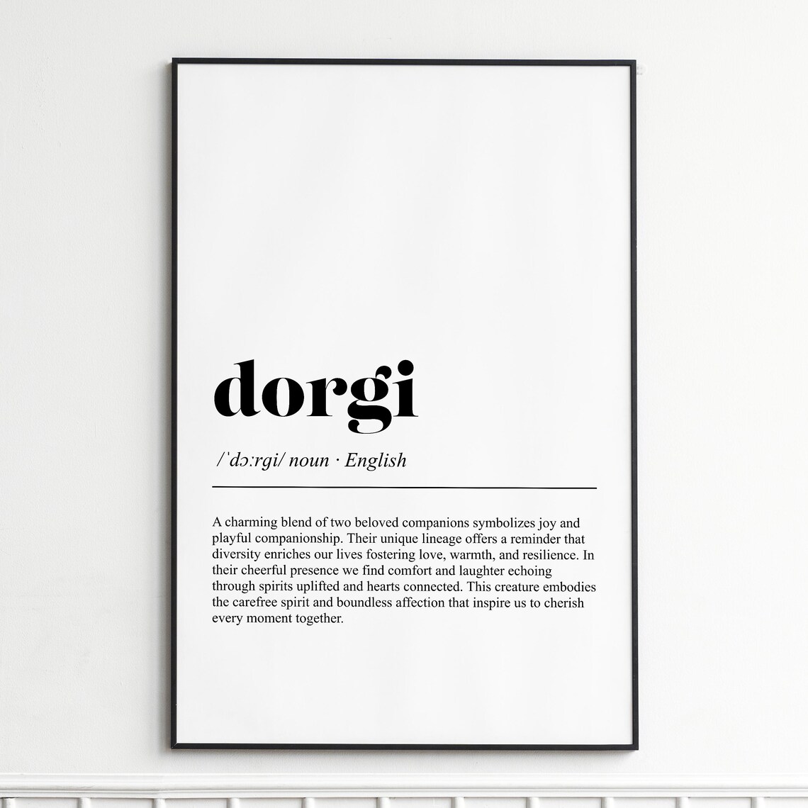 Dorgi Definition Playful Dog Breed Typography Dictionary Poster