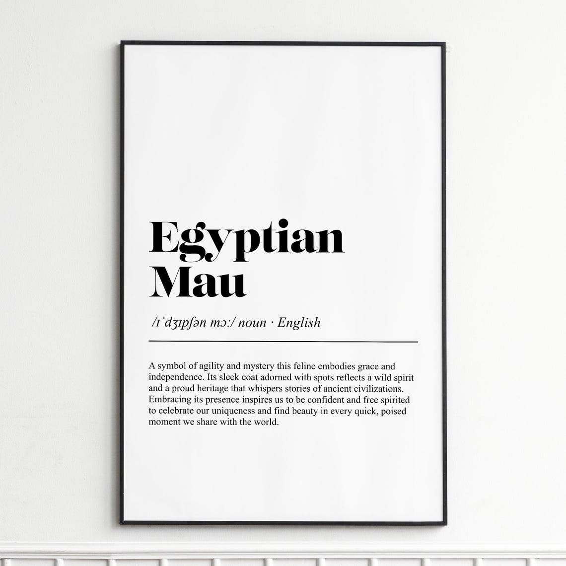 Egyptian Mau Cat Breed Definition Dictionary Typography Poster