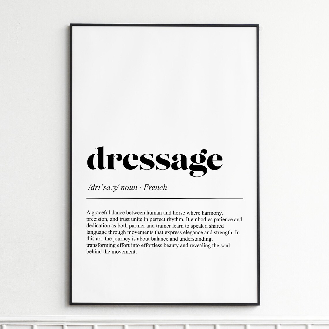 Dressage Horse Sport Definition Dictionary Typography Gift Poster