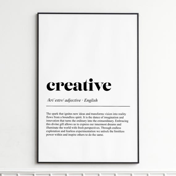 Creative Definition Typography Art Print, Modern Decor