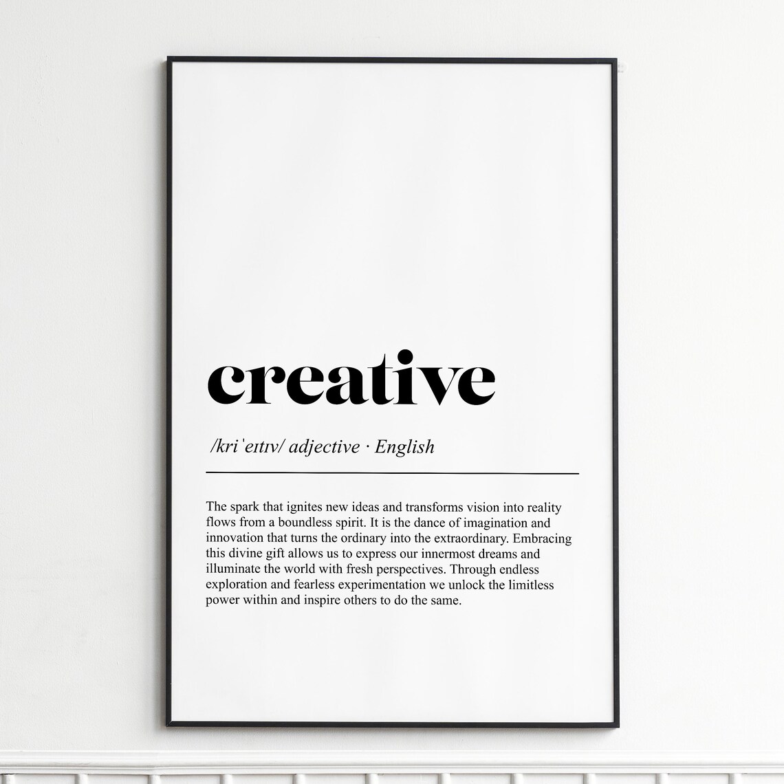 Creative Definition Typography Art Print, Modern Decor