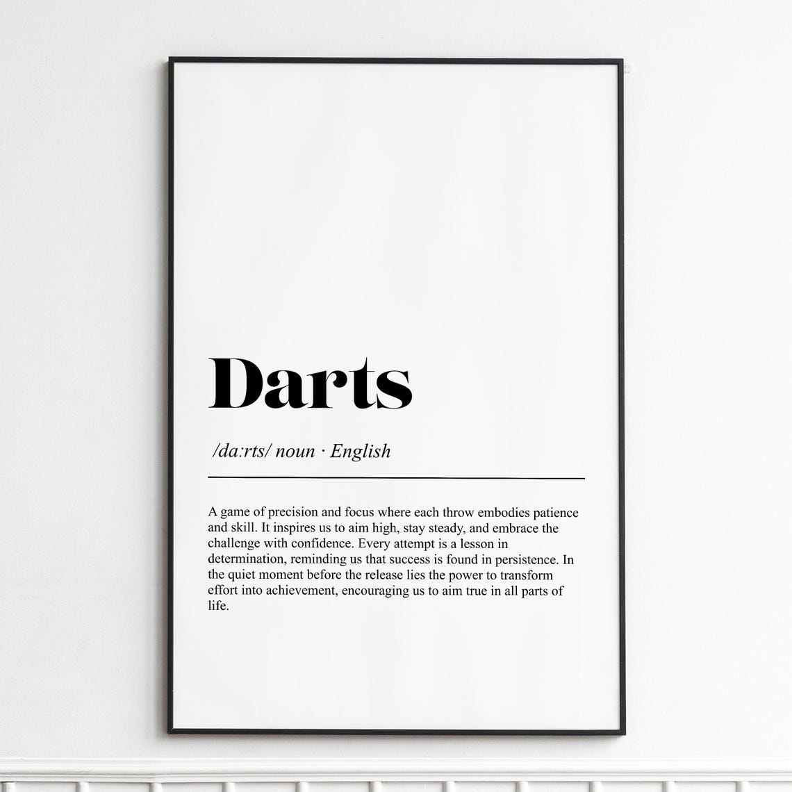 Darts Definition Poster Modern Dictionary Style Typography Art