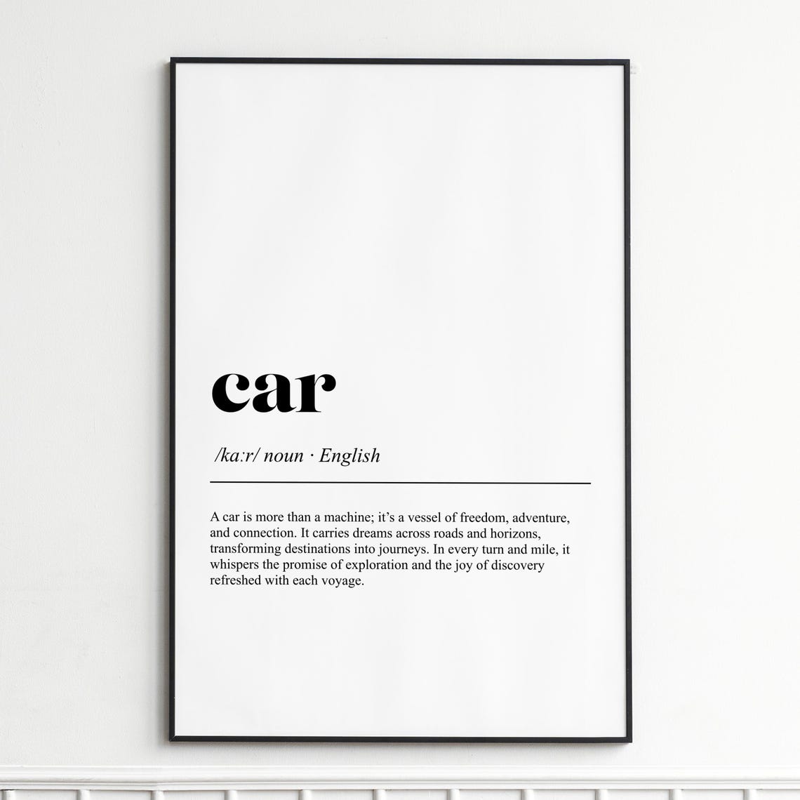 Car Definition Dictionary Style Freedom Adventure Typography Poster