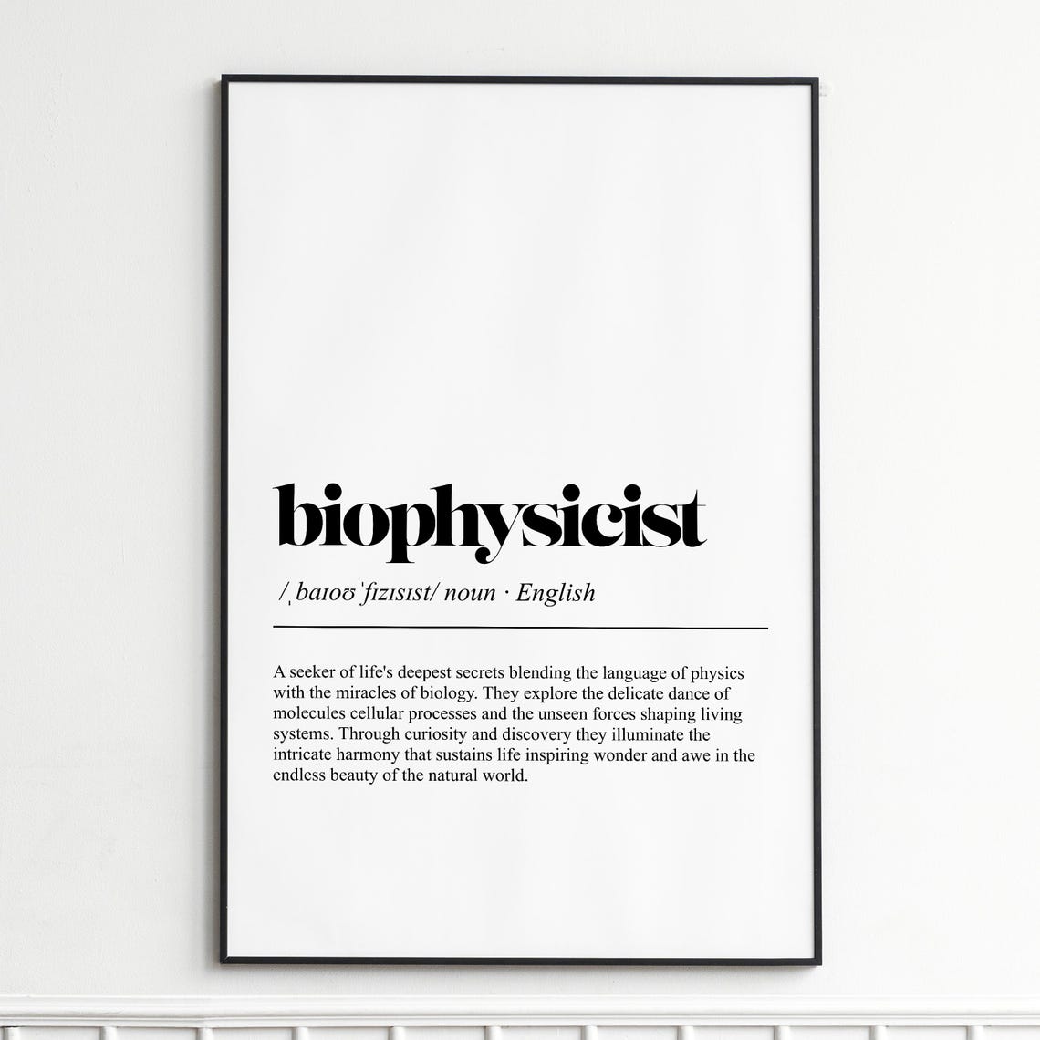 Biophysicist Definition Science Research Typography Dictionary Poster