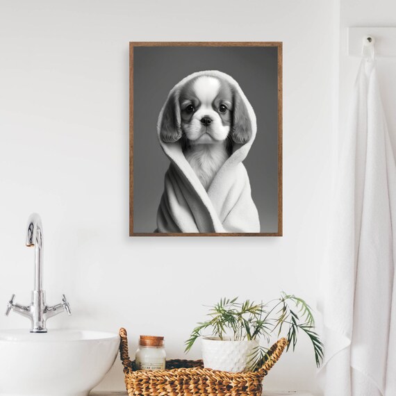 Cavalier King Charles Spaniel Towel Puppy Bathroom Dog Poster