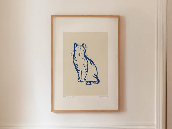 Tabby Cat Print Abstract Animal Sketch Minimalist Modern Poster Printable Wall Art Contemporary Gallery Painting Hand Drawn Line