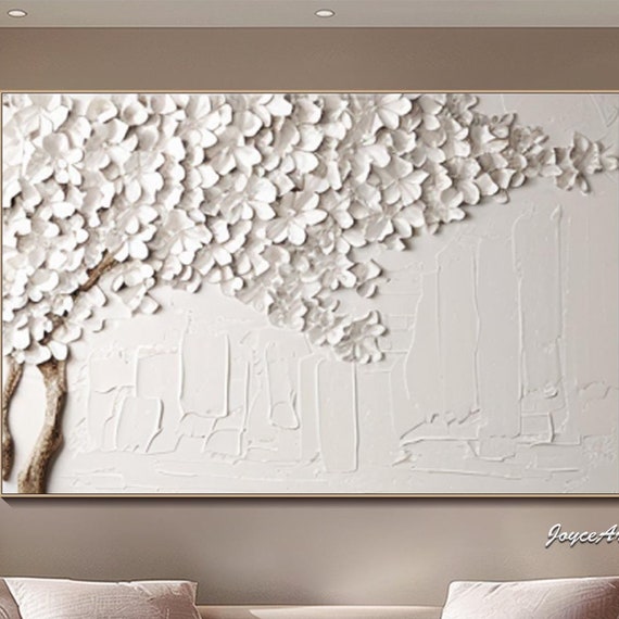 Abstract Oil Painting On Original White Textured Wall Art Abstract Minimalist Wall Art Modern Neutral Wall Art Living Room Wall Art