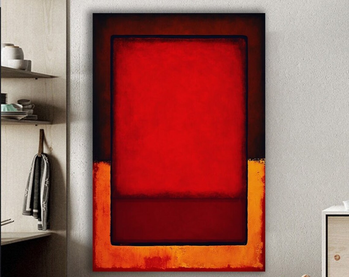Glowing Red Orange Color Field Abstract Rothko Style Art Poster