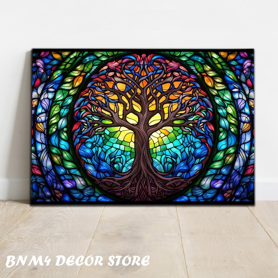 Tempered Glass Wall Art Life Of Tree Glass Stained Wall Art Life Of Tree Large Wall Art Wall Hangings Stained Tree Home Decor