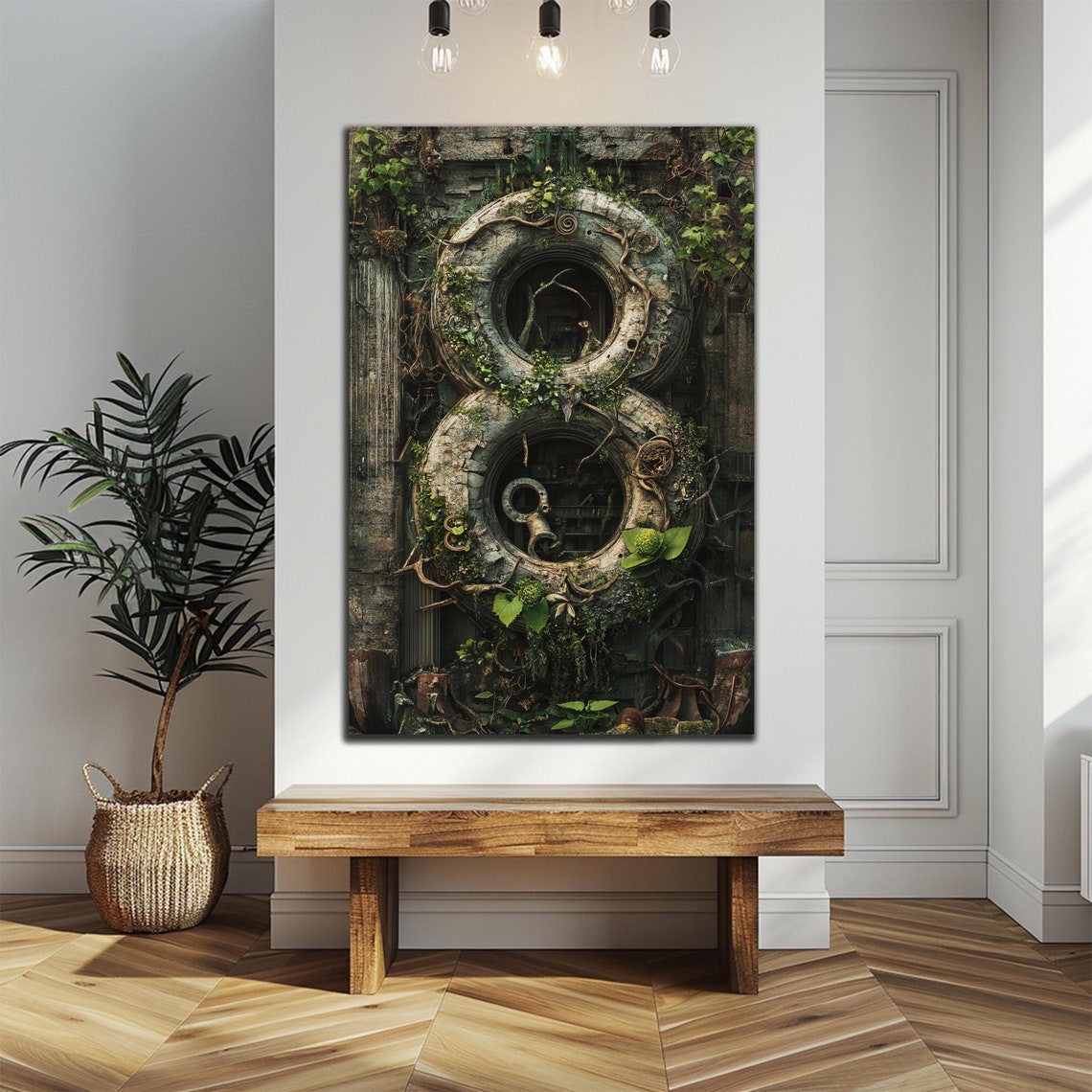 Overgrown Number 8 Vines Nature Reclaim Artistic Modern Wall Art
