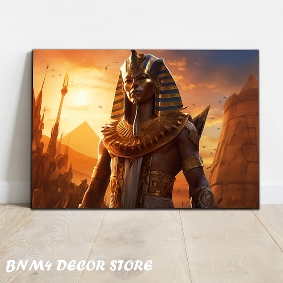 Tempered Glass Egyptian King Wall Art Tutankhamun Wall Decor Ancient Egypt Pharaoh Decor Glass Printing Pharaoh Glass Housewarming Gift