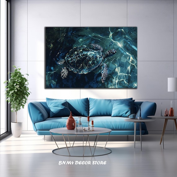 Sea Turtle Tempered Glass Art Sea Turtle Glass Print Ocean Wall Art Gift For Her Uv Printed Glass Large Wall Glass Animal Decor