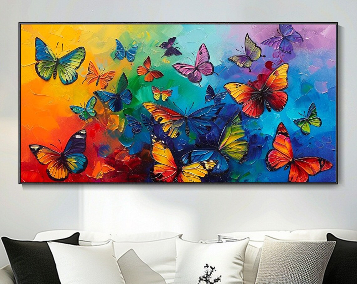 Abstract Butterfly Boho Living Room Wall Art Print