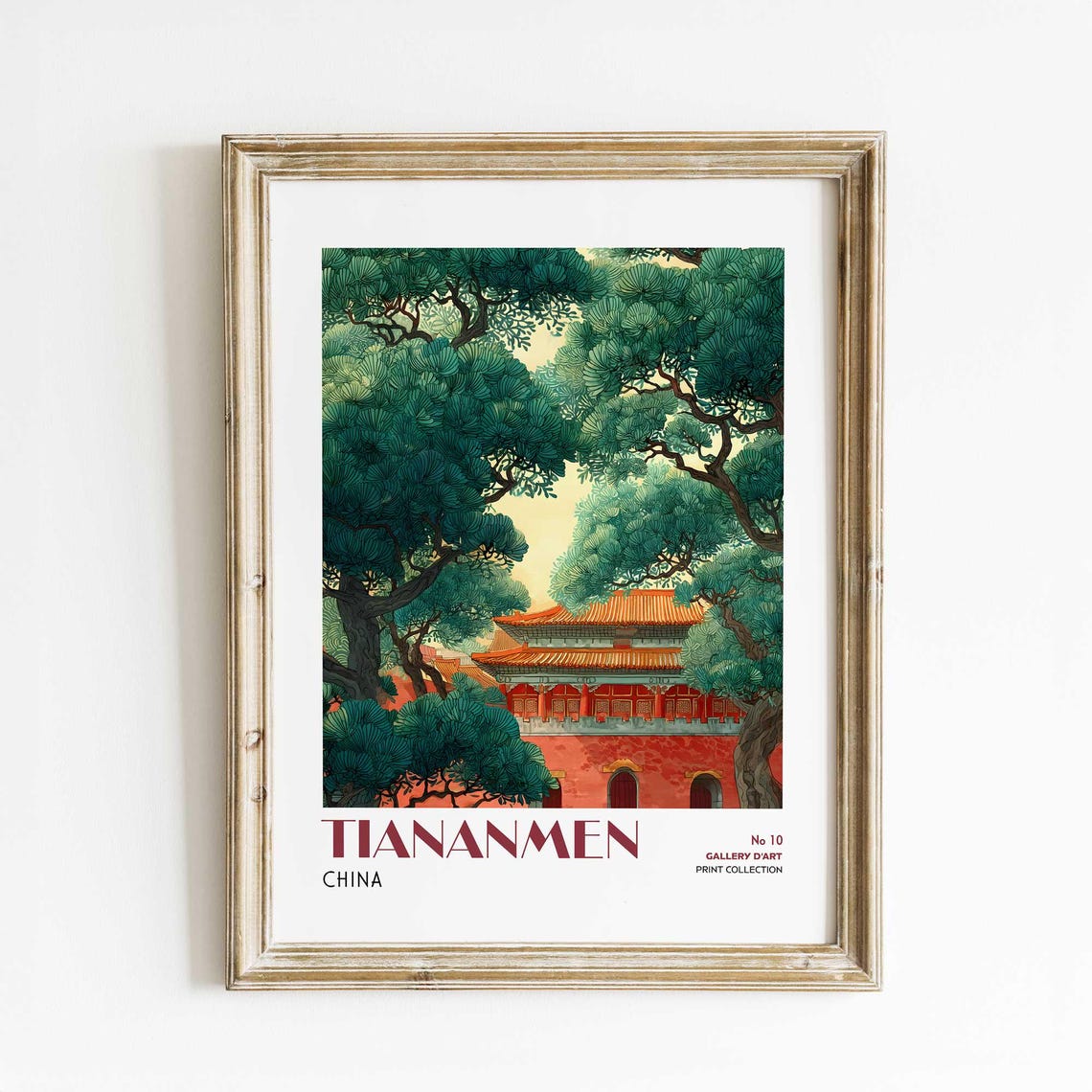 Tiananmen China Red Palace Pine Trees Gallery D'Art No 10 Art Poster