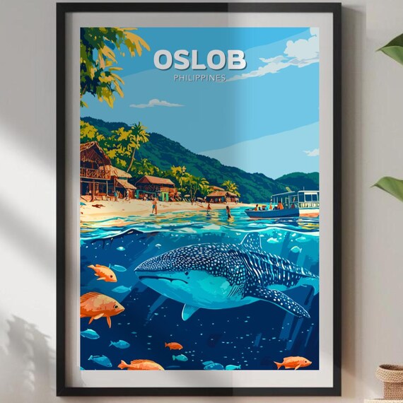 Oslob Poster Travel Artwork Home Dcor Painting Philippines Wall Art Whale