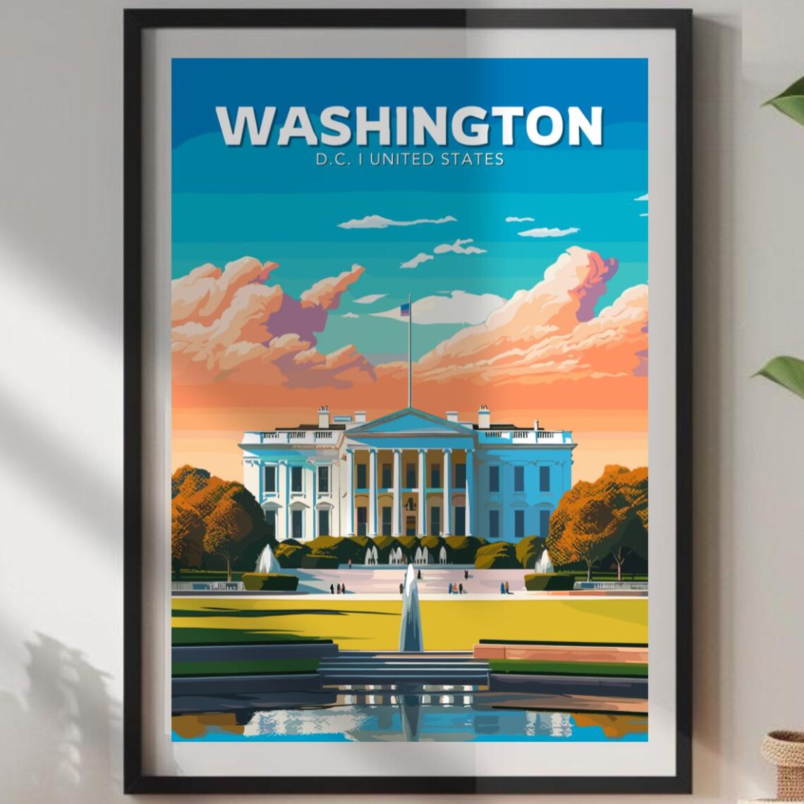 Washington DC White House United States Capital Travel Poster